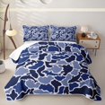 thumbnail image 2 of Feelyou Blue Camo Ocean Marine Life Silhouette Quilt King for Boys Girls, Dolphin Shark Seal King Coverlet Set, Navy, 3 Pieces, 2 of 7