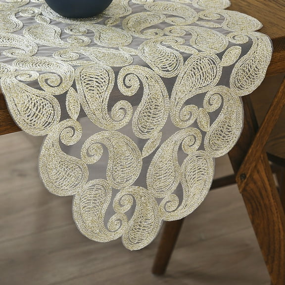 WCHUANG Lace Table Runners Doily Dresser Scarf Embroidered Flowers