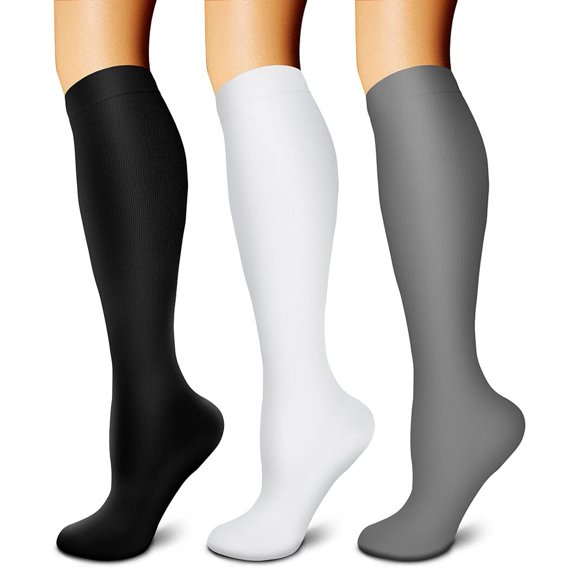3 Pairs Copper Compression Socks for Women & Men Circulation 15-20 mmhg - Better Blood Flow, Swelling, Best Support for Medical, Running, Nursing