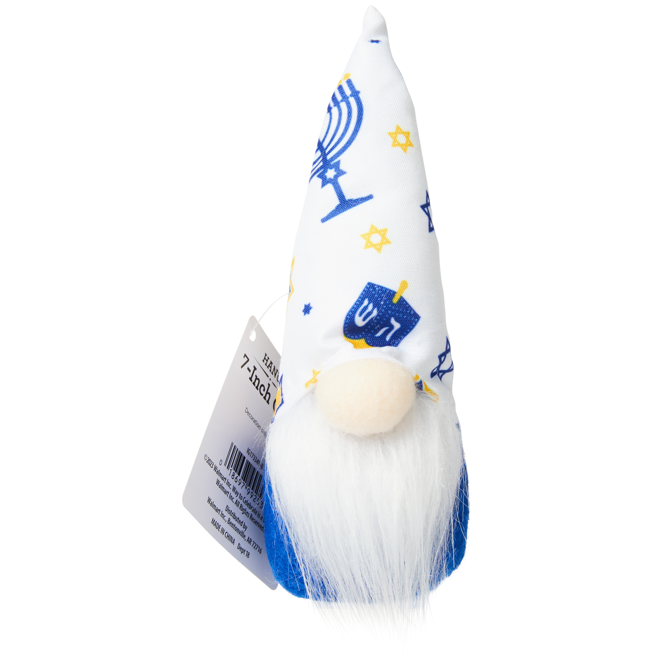 Hanukkah, White Menorah Gnome Tabletop Decoration, 7 inch, Way To Celebrate