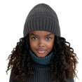 thumbnail image 2 of Riforla Girl Fashion Solid All Autumn and Winter Knitted Warm Woolen Hat Bomber Hats Grey Children, 2 of 3