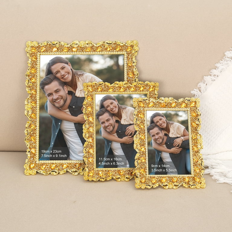 REGALWOVEN Retro Plated Picture Frame, Luxury Vintage Pearl Photo