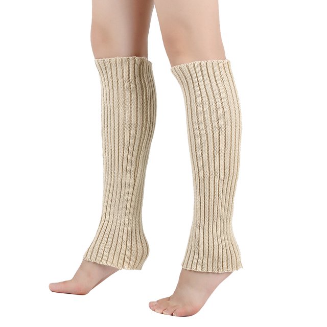 Granjero Gordo Calentadores de piernas para mujer, calentadores de piernas tejidos con puños elásticos antideslizantes, moda Y2K para fiestas, deportes, yoga, ballet y danza, beige