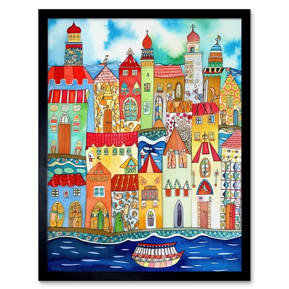 Tangier Morocco Folk Art Art Print Framed Poster Wall Decor 12x16 inch