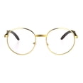 thumbnail image 2 of SA106 Retro Art Nouveau Vintage Style Small Metal Frame Eyeglasses Round Yellow Gold, 2 of 4