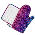 thumbnail image 2 of Disketp Leopard Neon Rainbow Gradient Oven Mitts And Potholders Bbq Gloves-Oven Mitts And Pot Holders With Recycled Infill Silicone Non-Slip Cooking Gloves For Cooking Baking Grilling, 2 of 9