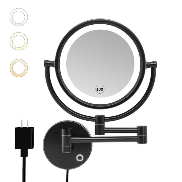Espejo de Maquillaje GURUN 8.5" con Aumento 10X y LED 110V