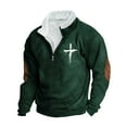 thumbnail image 2 of DDAPJ pyju Men's Quarter Zip Sweatshirt Jesus Cross Graphic Prints Mock Neck Long Sleeve Pullover Sweatshirts Christian Faith Sweatshirt Big and Tall Streetwear Tops Green S, 2 of 4