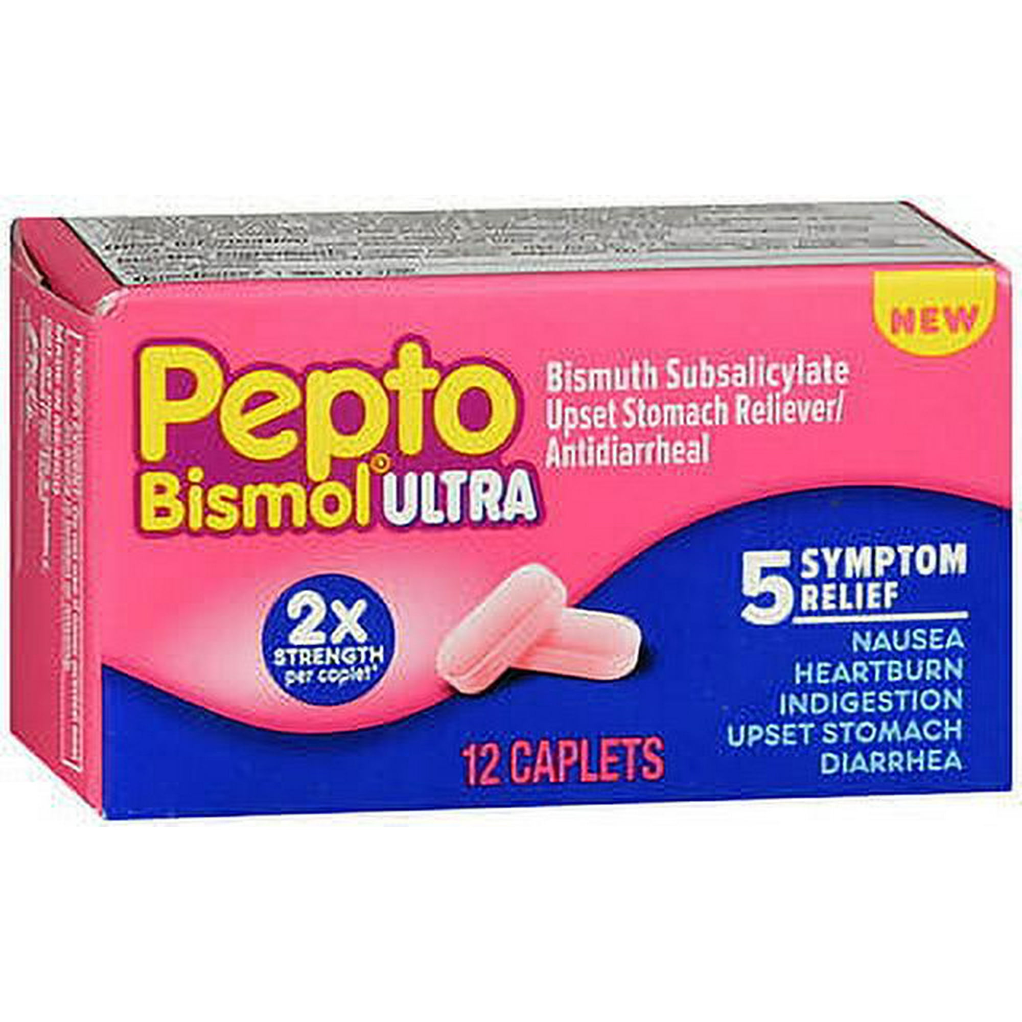Pepto Bismol Ultra 5 Symptom Relief Caplets, 12 Ea