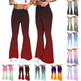 thumbnail image 3 of Naotn Women Elastic Waistband Yoga Pants, Trendy Casual Full‑Length Stretchy Flare Pants Street Going‑out Gym Gradient Pants, 3 of 8