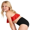thumbnail image 5 of Cowsor 2-12Years Girls Two Piece Swimsuit Set Nylon Material Solid Color Cute Style UV Protection Swimwear for Pool Beach Hot Spring, 5 of 7