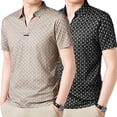 thumbnail image 2 of HAOYUNL Men's Printed Shirts V Neck Short Sleeve Printed T-Shirts Light Business Casual Fashion Elastic T Shirt M-4XL, 2 of 9