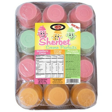 Winky Sherbet Crème Parfaits Strawberry Crème, Orange Crème, and Pineapple Crème Parfaits, 3.25 Oz., 12 Count