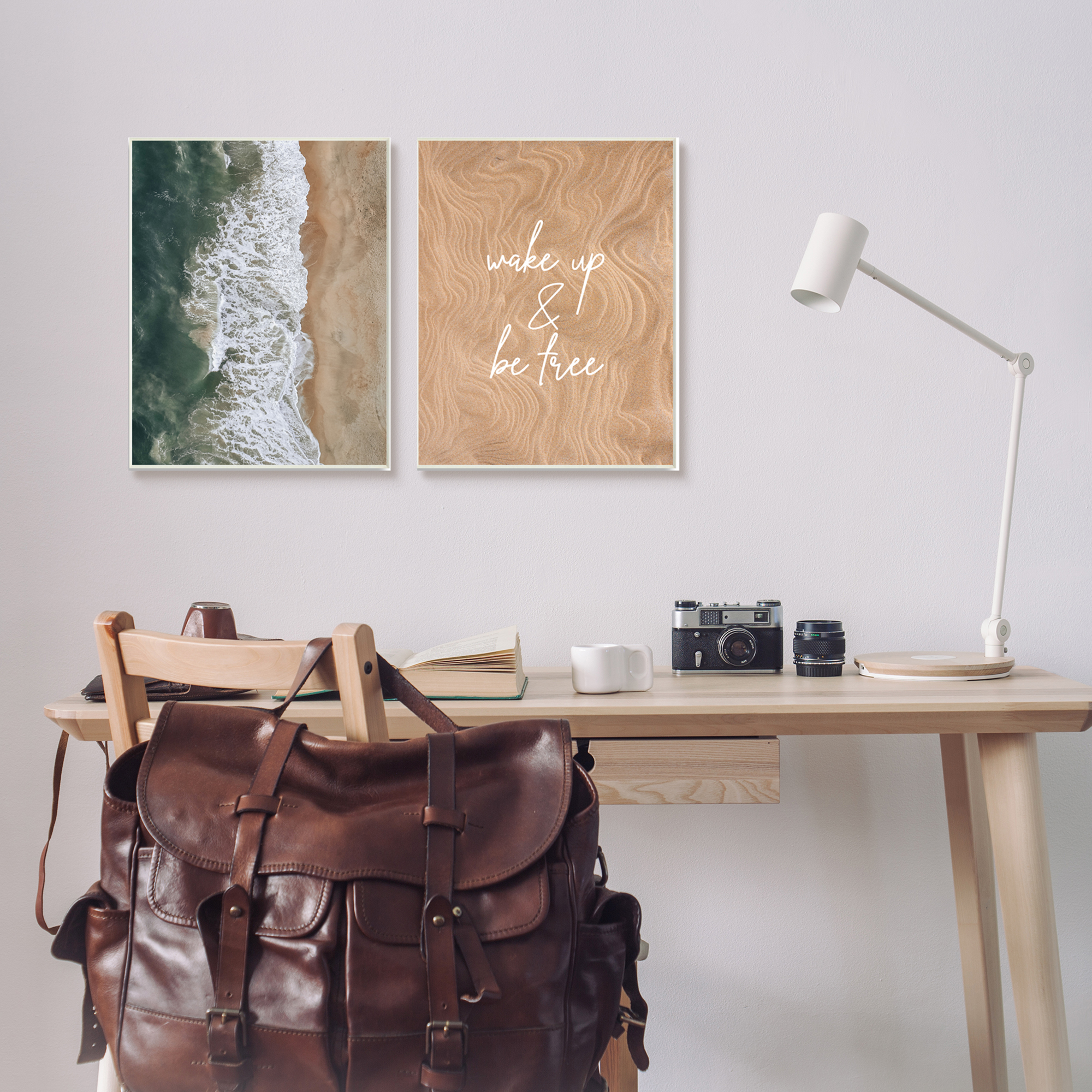 Stupell Indtries Wake Up Be Free Phrase Incoming Beach Tide,13 x 19,Design by Birch&Ink