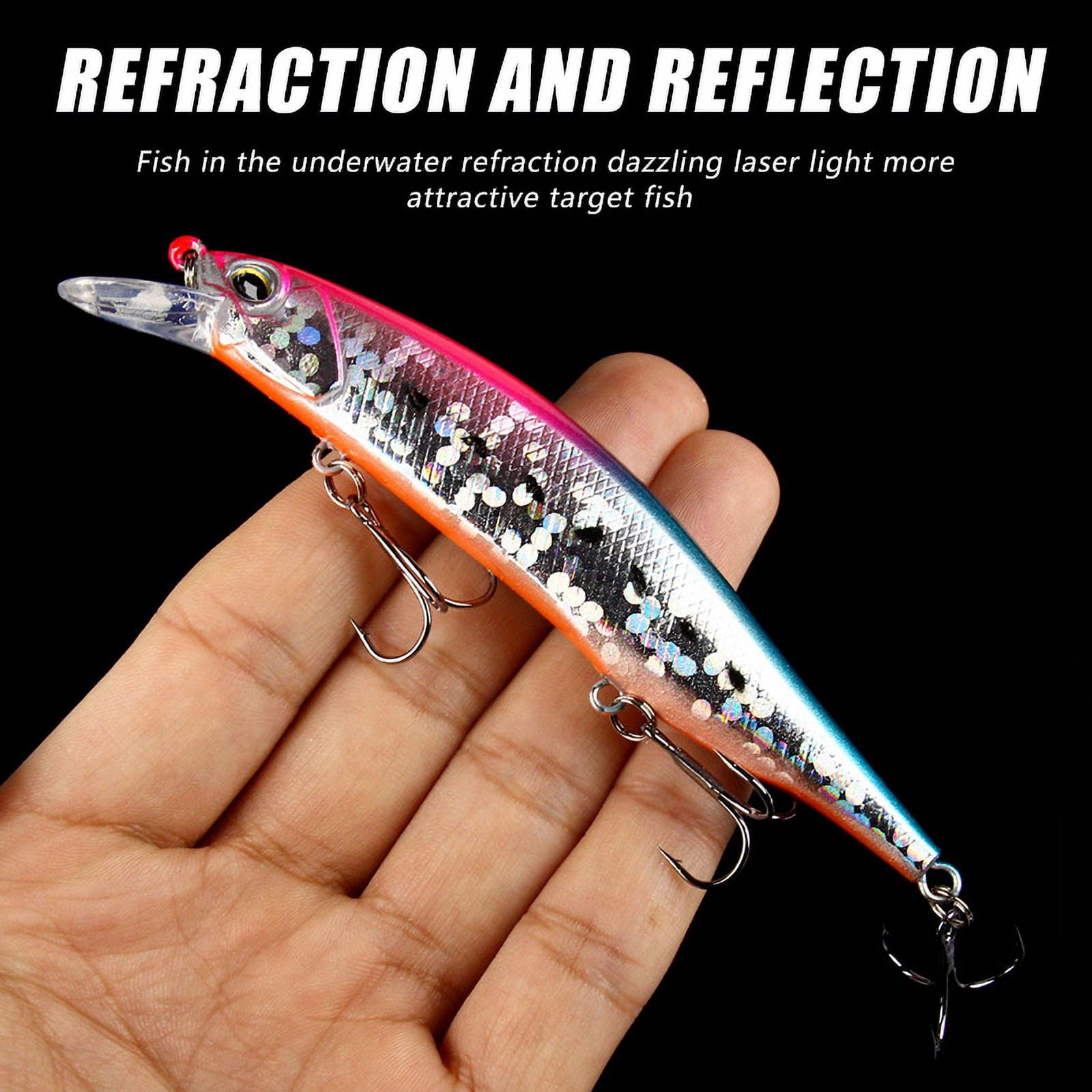 HENGJIA Fishing Lures Large Hard Bait Minnow VIB Lure with Treble Hook Life-Like Swimbait Fishing Bait Popper Crankbait Sinking Lure for Trout Bass Walleye Redfish