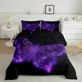 thumbnail image 3 of Castle Fairy Flying Butterfly 2pcs Bedding Comforter Set,Black Purple Twin Comforter Sets,Neon Gradient Breathable Bedding Set,Ultra Soft Animal Home Decor,Reversible, 3 of 9