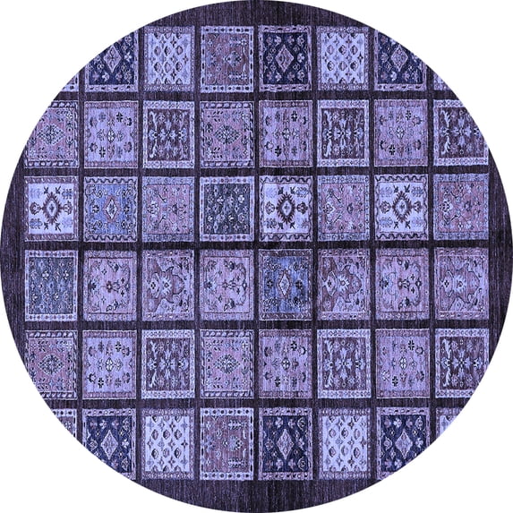 Ahgly Company Indoor Round Abstract Blue Modern Area Rugs, 8' Round