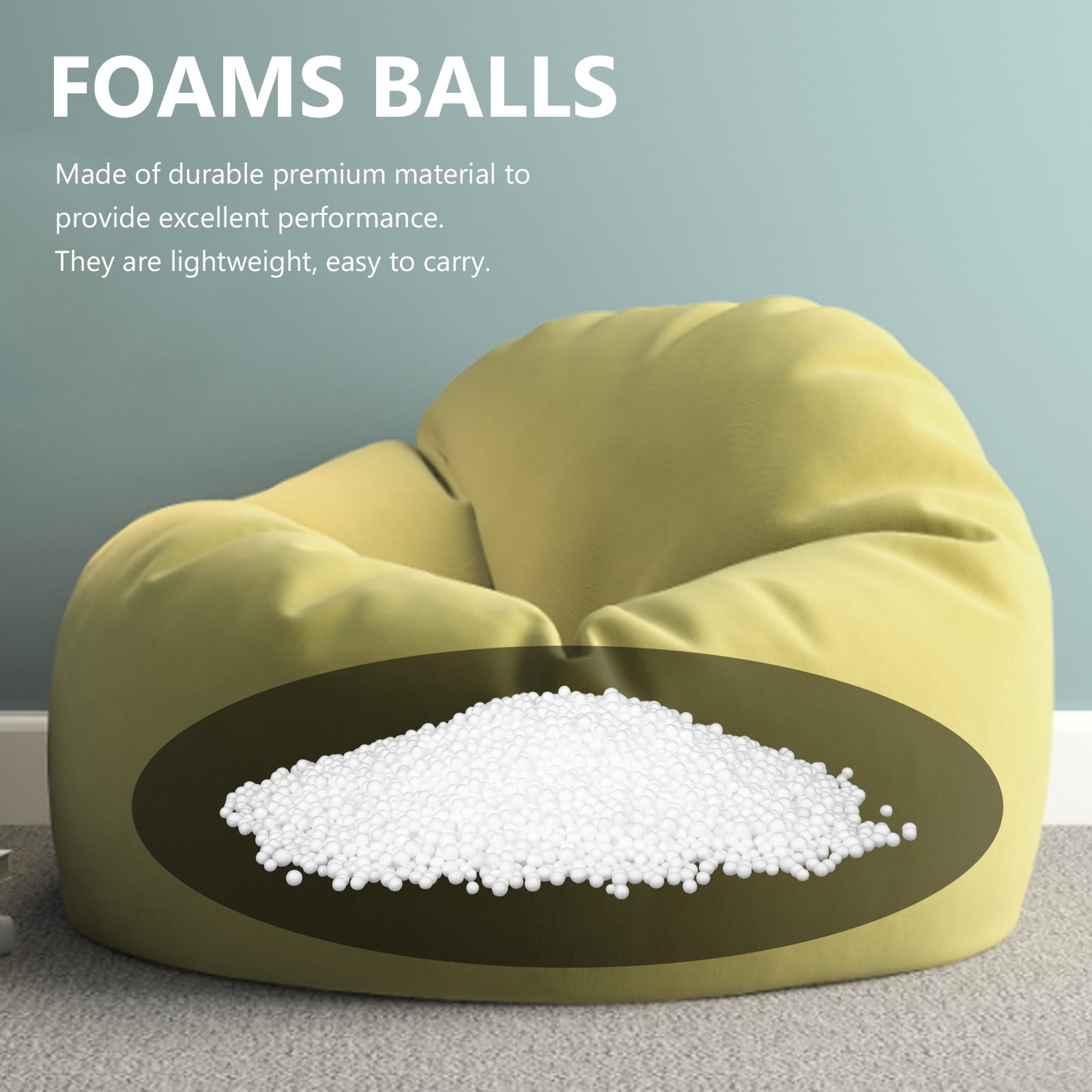 HOOWIFFY White Sofa Stuffing Foam Beads 1 Bag Approx 200g Cushion Filling Material for Pillows and Upholstery