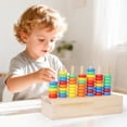 thumbnail image 4 of Sorting Toys Wooden Rainbow Rings Stacking Matching Color Game Gift for Birthdays Holidays, 4 of 7