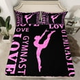 thumbnail image 3 of Feelyou Girl Gymnastics Twin Sheet Sets, Black Pink Sequin Print Twin Fitted Sheet, Modern Sports Lover Flat Sheet, Luxury Bedroom Decor, 3-Piece, 3 of 8