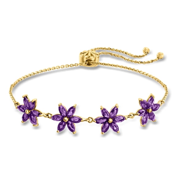Ross-Simons 3.50 ct. t.w. Amethyst Flower Bolo Bracelet in 18kt Gold Over Sterling, Women's, Adult