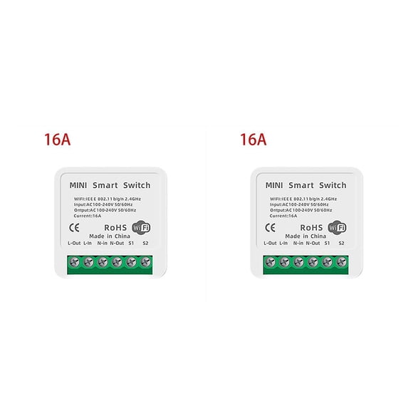 Seitruly Mini interruptor WiFi inteligente, teléfono inteligente inalámbrico, Control remoto, cuenta regresiva, automatización, interruptor, 16A 2Conjunto