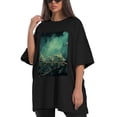 thumbnail image 4 of Plus Size Shirt for Women Black Tops for Women Short Sleeves Shirt for Women Red-Browed Bird 13 T Shirt Oversized Shirt for Women S, 4 of 5