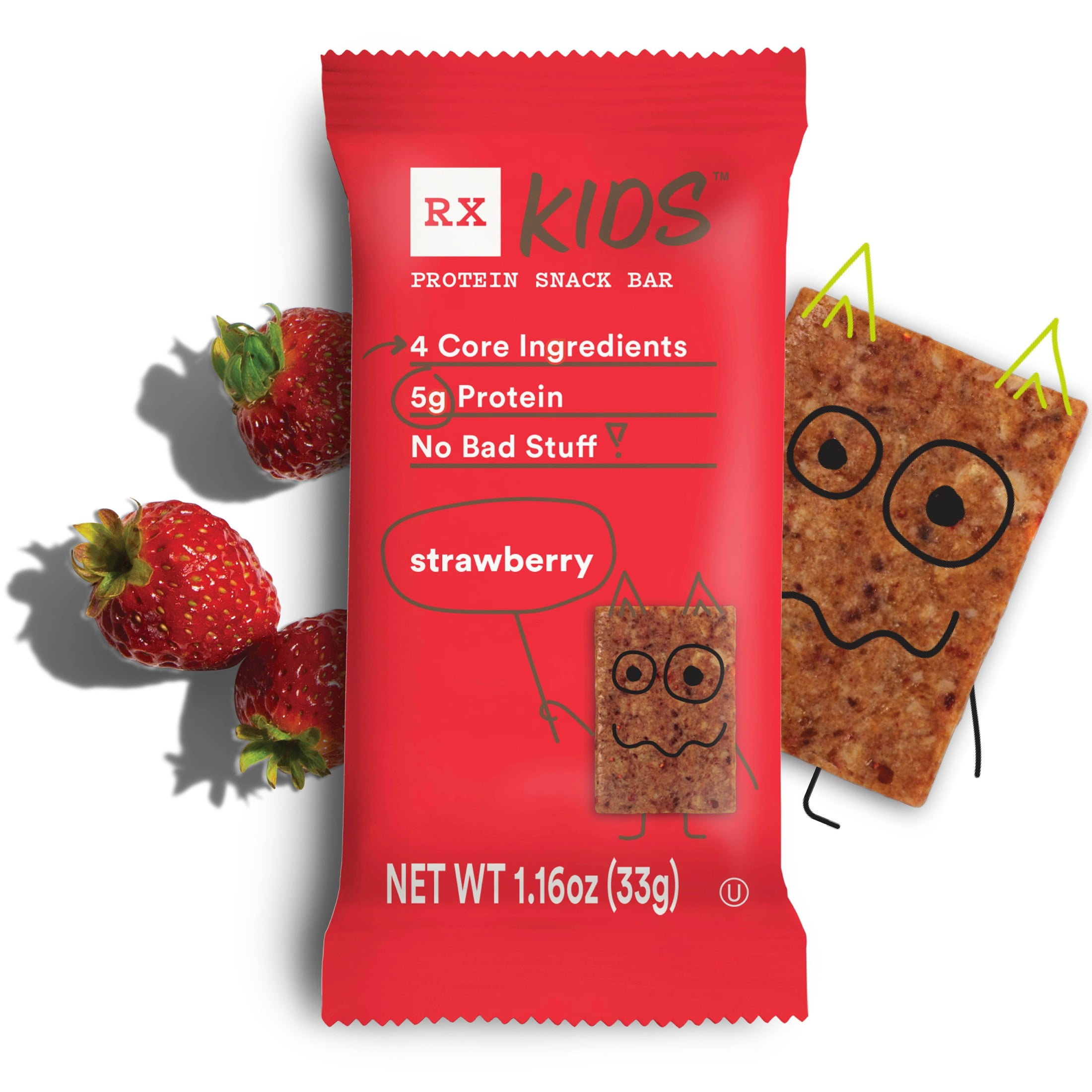 RX Kids Protein Snack Bar Gluten-Free, Strawberry, 5 Count