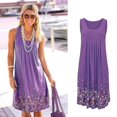 thumbnail image 3 of BJYX Robe Sans Manches Plissé Col Carré Imprimé Floral en Vrac Femmes Été Boho Robe Midi Courte Soirée Partie Plage Robe de Soleil, 3 of 6