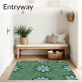 thumbnail image 3 of ODIKA 2'x3' Machine Washable Non-Slip Area Rug, Frosted Evergreen Branches and Stylized Flake Array Design High Traffic Rug with Pad, Green, 655826, 3 of 8