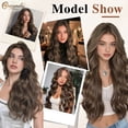 thumbnail image 5 of CREAMILY Brown Clip in Hair Extensions 23 Inch 4pcs Long Wavy Hair Extensions Double Weft Synthetic Hairpieces for Women, 5 of 7