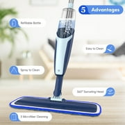 BIMZUC Spray Mop for Floor Cleaning Wet, with 14 oz Refillable Bottle and 2 Washable Microfiber Pads Home or Commercial Use, Red