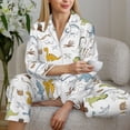thumbnail image 4 of Goofa Dinosaur Printed Women’s 2 Piece Pajama Set Super,Pajamas Women's Long Sleeve Sleepwear Soft Button Down Loungewear Pjs Lounge Set Nightwear-Large, 4 of 9