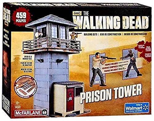 The Walking Dead TV Prison Tower & Gate Building Set by Mcfarlane Toys MIB for sale online 