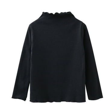 WOYY Toddler Girls Turtleneck T-Shirt Soft Long Sleeve Solid Basic T Shirt Pullover Top