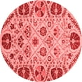 thumbnail image 1 of Ahgly Company Machine Washable Indoor Round Abstract Red Modern Area Rugs, 5' Round, 1 of 4