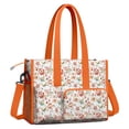 thumbnail image 2 of Teacher Tote Bag,Pioneer Flower Floral Print Pattern Teacher Utility Tote Bag,Large Work Tote Bags for Women with Multiple Pockets,Top Zipper Closure,13.8x10.6x6.7 Inch, 2 of 5