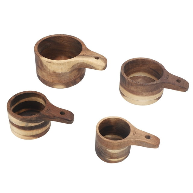 Conjuntos de Tazas de Mediciónico de Madera, Tazas de Medición Fácil de Limpiar A Escala Transparente 4 piezas cómodo apilable con agujeros colgantes para ingredientes segos