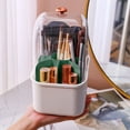 thumbnail image 4 of Miogawg Makeup Brush Holder, 360° Rotating Cosmetic Tools Organizer With Dustproof Lid, 8 Compartments For Organized Storage, Stylish And Durable Design For Vanity, 4 of 8