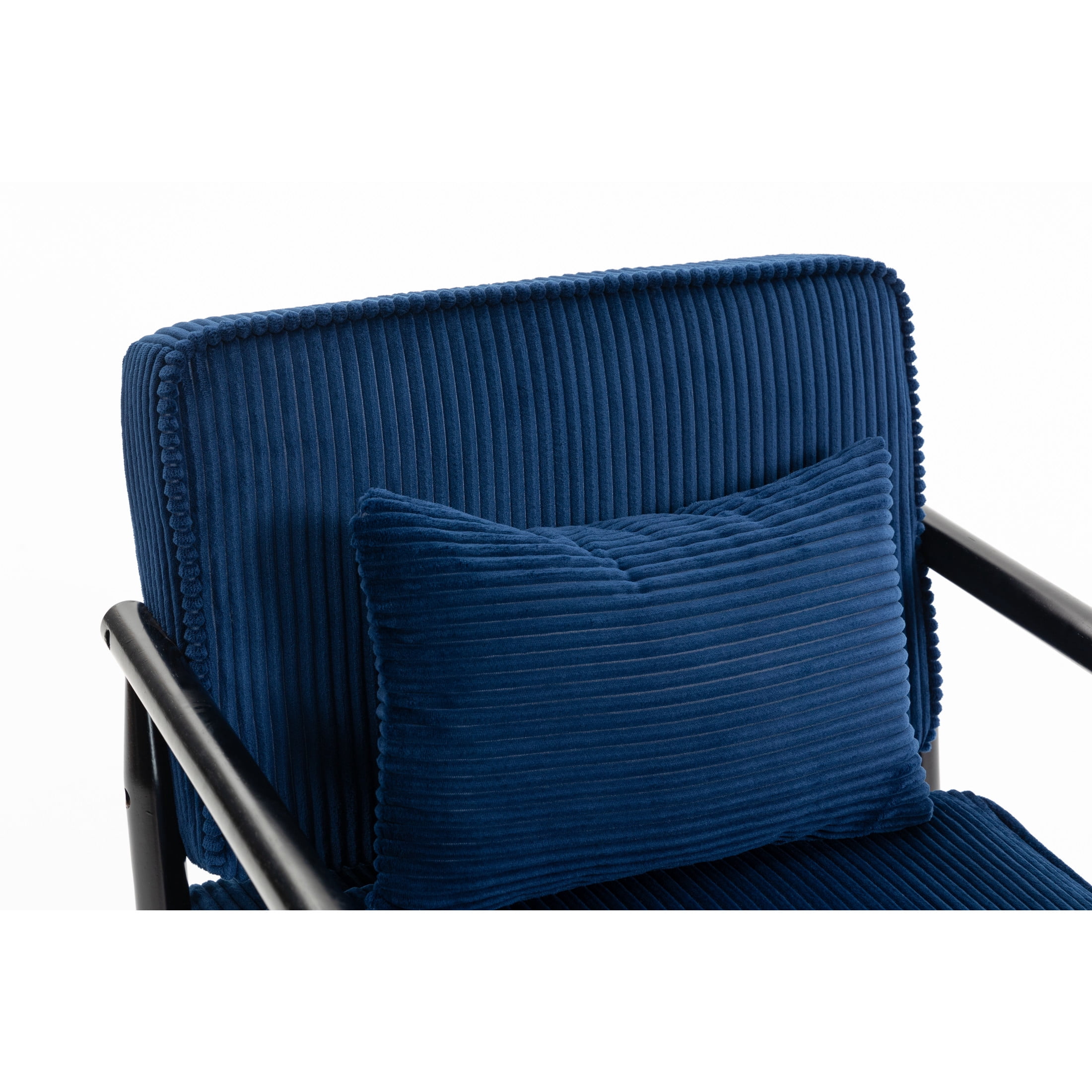 GDF Studio Almere Mid-Century Modern Accent Chair with Under-Seat Storage, Corduroy Reading Armchair, Blue