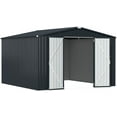thumbnail image 5 of AECOJOY 12' x 10' Outdoor Storage Shed with Lockable Door Patio Metal Garden Storage Building in Dark Gray for Outside, 5 of 7