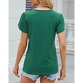 thumbnail image 4 of TEMOFON T-Shirts for Women Summer Petal Short Sleeve Tops Casual Loose V Neck Shirts Trendy Cute Side Button Tunic Ladies Top Blouses Green, 4 of 4
