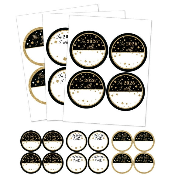Big Dot of Happiness New Year's Eve - Gold - 2026 New Years Eve Resolution Party Name Tags - Party Badges Sticker Set of 12