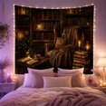 thumbnail image 2 of Leather Armchair Inside a Candlelit Library, Cozy Vintage for Readers, Literary Home Decor, Graduation Gift, Tapestry Wall Hanging for Study Room and Reading Nook, 2 of 7