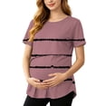 thumbnail image 2 of Gytharion Maternity Nursing Blouse for Women Round Neck Stripes Breastfeeding Tshirts Fashion Casual Short Sleeve Pregnancy Tops, 2 of 6