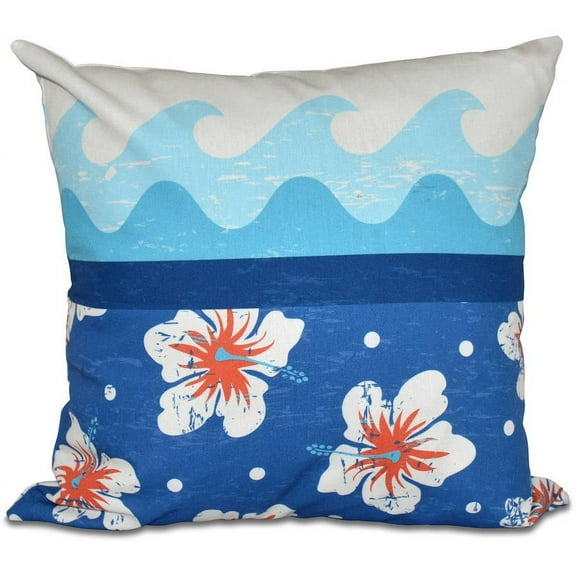 Simply Daisy 16" x 16" Surf, Sand and Sea Floral Print Outdoor Pillow