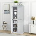 thumbnail image 1 of 72'' Multifunctional Freestanding Organizer Tall Pantry Cabinet with 4 Doors and Adjustable Shelves, One-body Style Kitchen Pantry for Additional Storage Space(White), 1 of 8