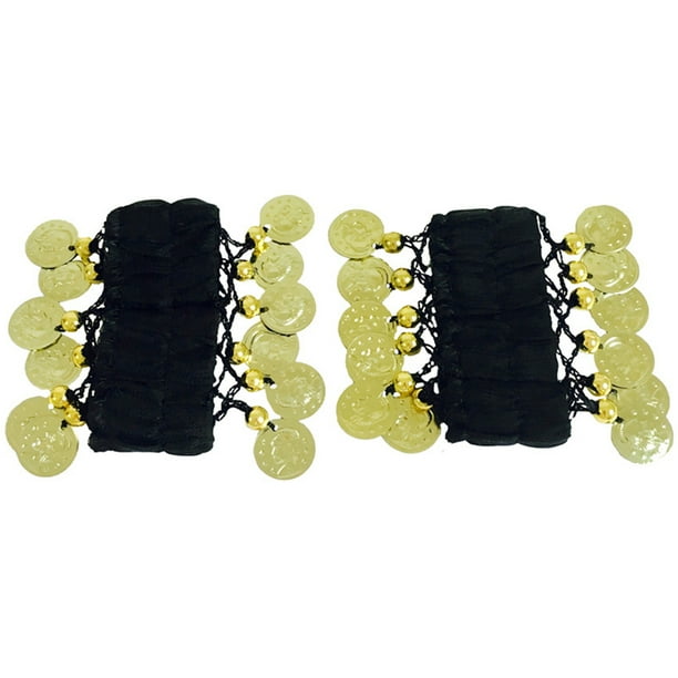 Cateissary 2 pack/lote moneda dorada para mujer exquisita y delicada puesta en escena étnica Premium Kits de decoración para fiestas Negro