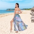 thumbnail image 6 of FORMRS Womens Long Sarong Beach Wrap Semi-Sheer Bikini Skirt Bathing Swimsuit Cover Up, Blue Floral Window, 6 of 7