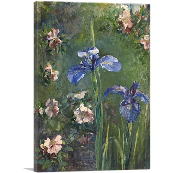 ARTCANVAS Wild Roses And Irises 1887 Canvas Art Print by John La Farge - Size: 18" x 12" (1.50" Deep)